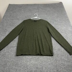 Artefact Sweater Men L Green Merino Wool Crew Neck Long Sleeve Minimalist Casual